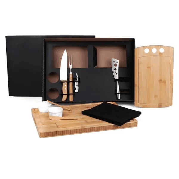 Kit Para Churrasco E Petisco Com 2 Tábuas - 11 Peças KT-90001