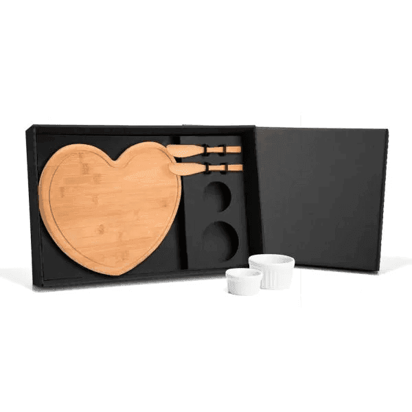 Kit Para Petisco Com Tábua Em Formato Coração 5 Pçs KT-90060