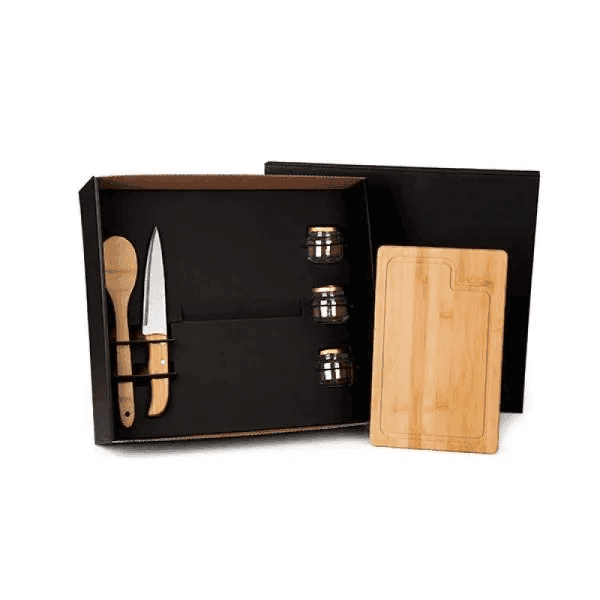 Kit Churrasco E Tempero Em Bambu/Inox - 6 Pçs KT-90070