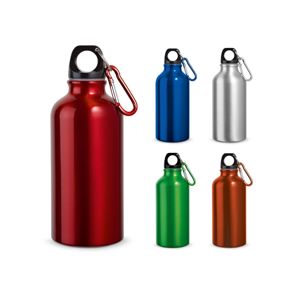 LANDSCAPE METTALIC. Garrafa Esportiva Em Alumínio E Acabamento Metálico Com Mosquetão 400 Ml 54601