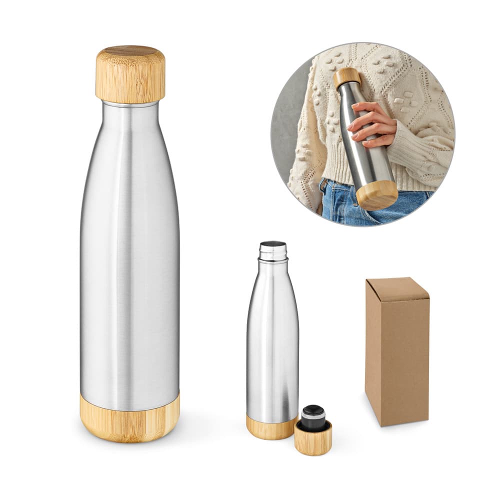 BROMELL 550. Garrafa Em Aço Inox (90% Reciclado) Com Tampa Em Bambu 550 Ml 94336