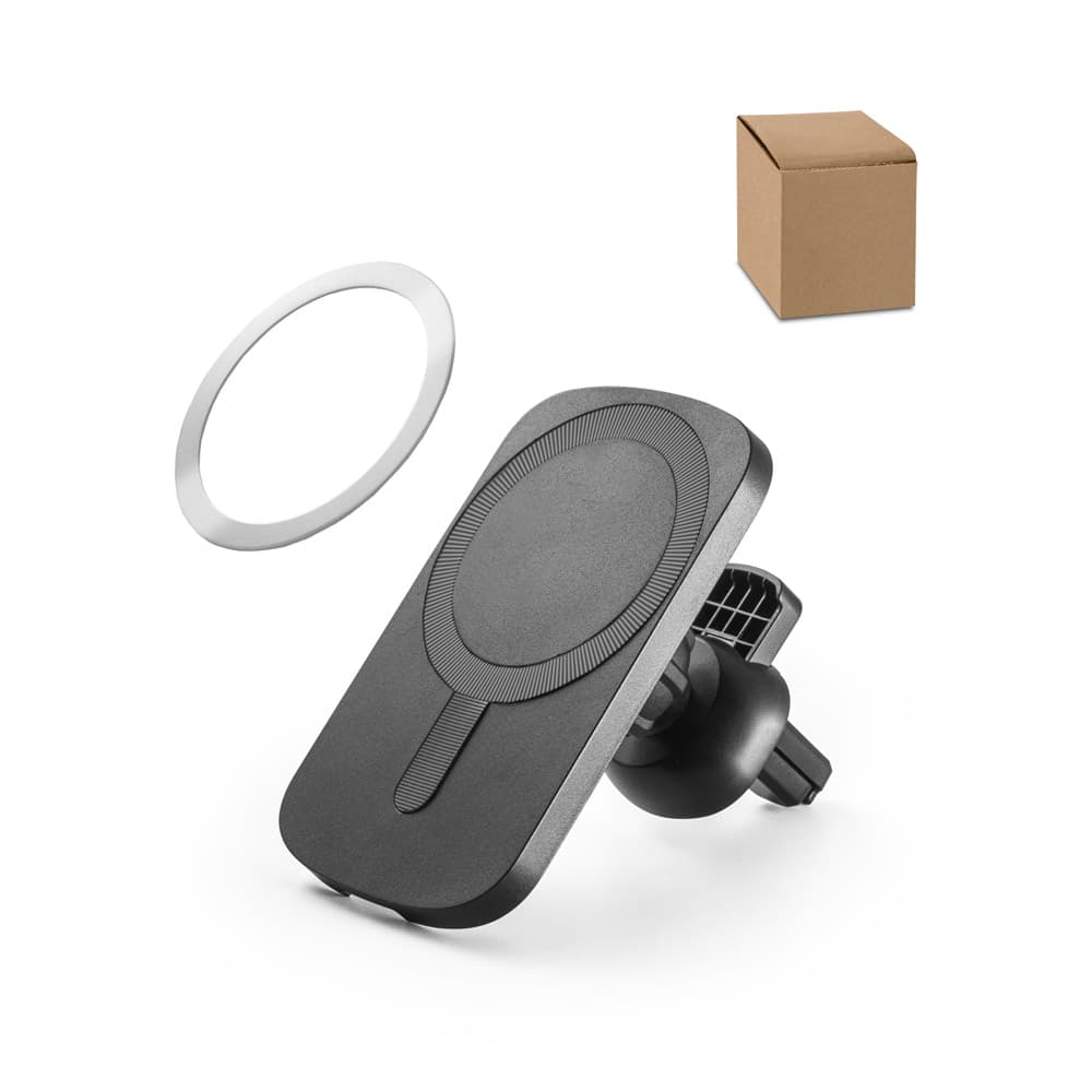 KOCH. Carregador Magnético Wireless Em ABS (60% Reciclado) E Silicone Com A Funcionalidade De Suporte Para Carro 97168