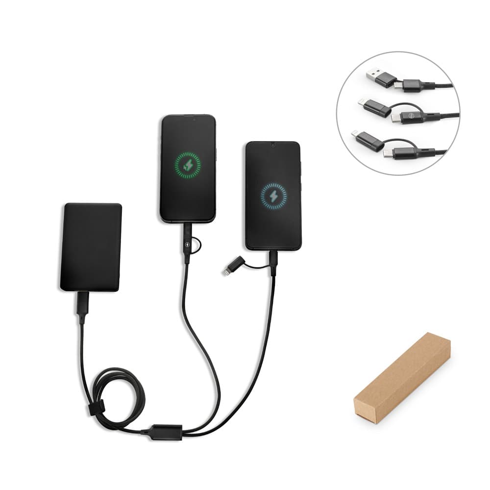 BERTOZZI. Cabo USB Super-Rápido 6 Em 1 Em Alumínio 20% Reciclado E PET 4% Reciclado, Permitindo A Tranferência De Dados 97146